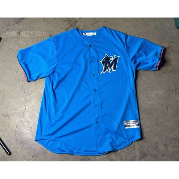 Miami Marlins Majestic Alternate 2019 Size L Cool Base Team Jersey Blue MLB - Picture 1 of 8